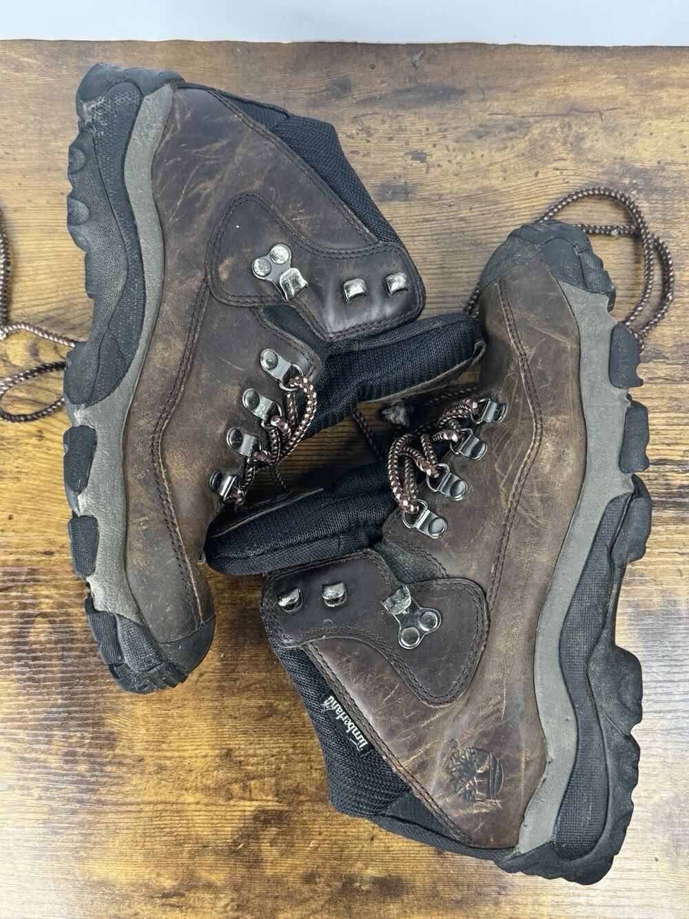 Timberland Mens 9M Brown Leather Hiking Boots 33028 Trail Outdoor